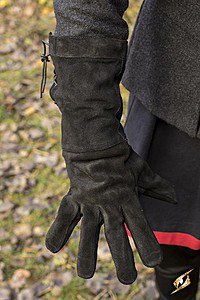 Handschuhe Echt-Leder LARP Mittelalter Lederhandschuhe schwarz Stickerei M L XL 