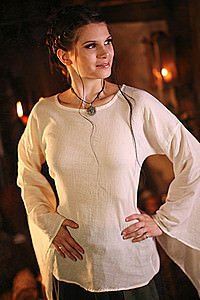 Medieval Blouse Hildburg Cotton White, Black Medieval Gothic LARP Lace-up  Blouse Ladies Collar Blouse Lacing HEMAD Garb 